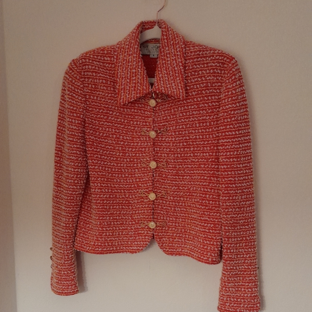 St. John Sport by Marie Gray Coral & Cream Tweed Blazer